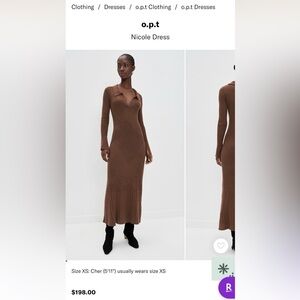O.P.T. Chocolate Brown Dress - size S